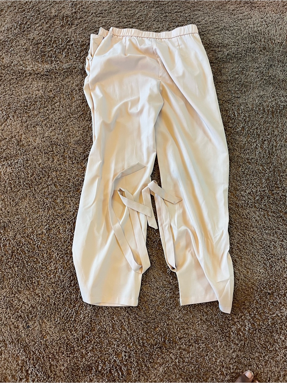 ✨ Glamaker Beige Wide-Leg Pants with Ankle Ties ✨